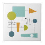Abstracte-stroomschema geometrische middeleeuwen tegeltje<br><div class="desc">Deze fantastische keramische tegel uit het midden van de eeuw heeft vierkanten, cirkels, driehoeken en lijnen in de kleuren turkoois, sinaasappel, groen, blauw en zwart - net als een stroomdiagram! Dit zal een funky aanvulling op uw tegelproject te maken. Het is ook geweldig voor degenen die houden van grafieken en...</div>