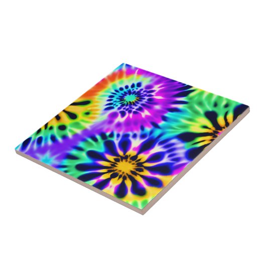 Abstracte stropdas Dye Adire Pattern Tegeltje (Zijkant)