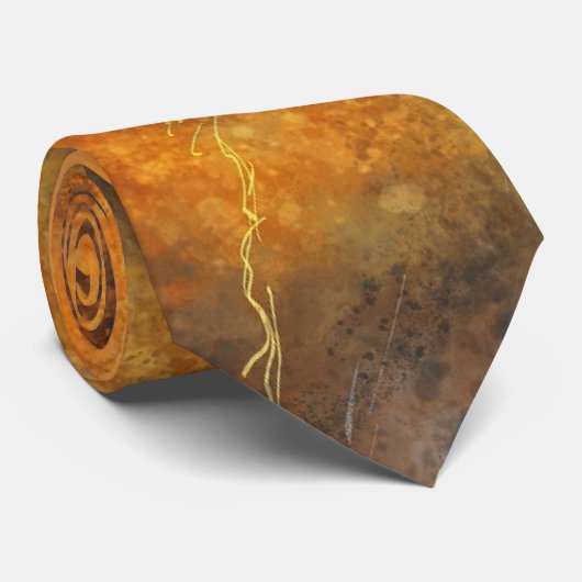 Abstracte Stropdas van Rust Oranje en Gray Necktie (Opgerold)