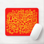 Abstracte structuur - Amber op rood Muismat (Met muis)