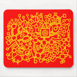 Abstracte structuur - Amber op rood Muismat