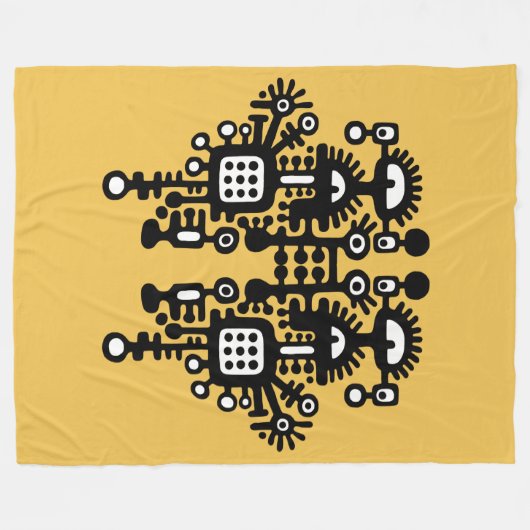 Abstracte structuur - B&W met oranje structuur Fleece Deken (Voorkant (Horizontaal))