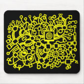 Abstracte structuur - Geel op zwart Muismat (Voorkant)