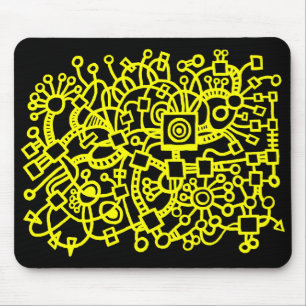 Abstracte structuur - Geel op zwart Muismat