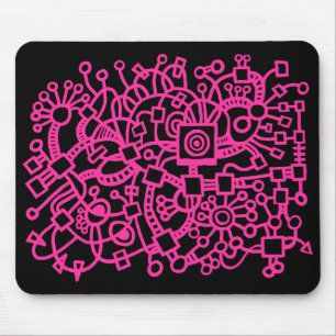 Abstracte structuur - heet roze op zwart muismat
