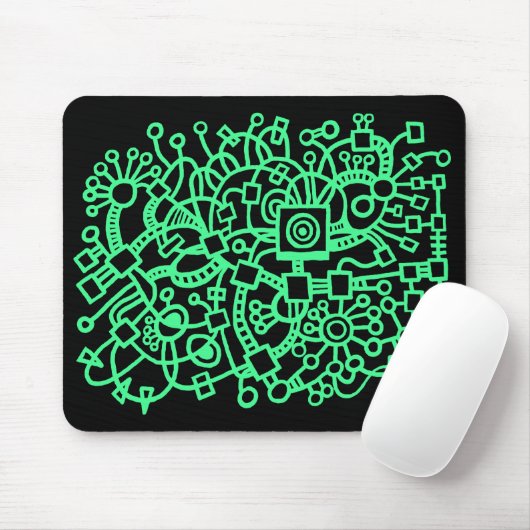 Abstracte structuur - Mint Green op zwart Muismat (Met muis)