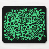 Abstracte structuur - Mint Green op zwart Muismat (Voorkant)