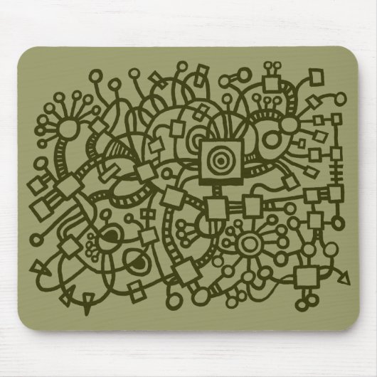 Abstracte structuur - Murky Green op Khaki Muismat (Voorkant)