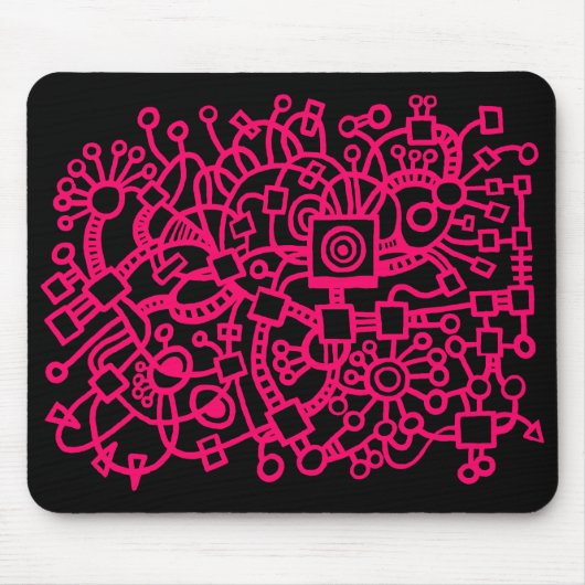 Abstracte structuur - Neon Red op zwart Muismat (Voorkant)