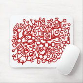 Abstracte structuur - Robijnrood op wit Muismat (Met muis)