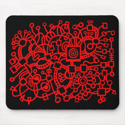 Abstracte structuur - Rood op zwart Muismat (Voorkant)