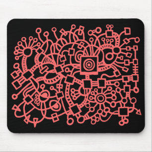 Abstracte structuur - Tropisch roze op zwart Muismat
