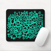 Abstracte structuur - Turquoise op Black Muismat (Met muis)