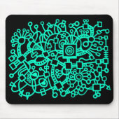 Abstracte structuur - Turquoise op Black Muismat (Voorkant)