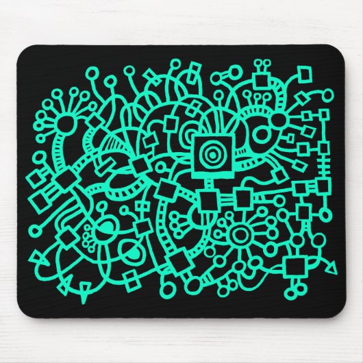 Abstracte structuur - Turquoise op Black Muismat (Voorkant)