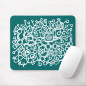 Abstracte structuur - Wit op mosgroen Muismat (Met muis)