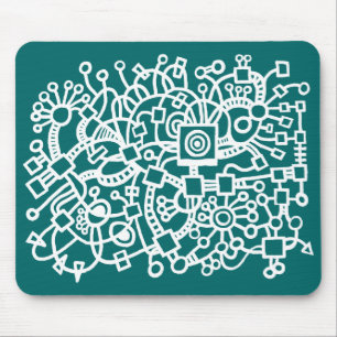 Abstracte structuur - Wit op mosgroen Muismat