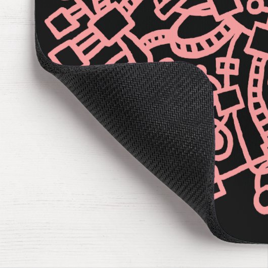 Abstracte structuur - zachte roze op zwart muismat (Hoek)