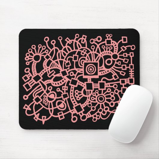 Abstracte structuur - zachte roze op zwart muismat (Met muis)