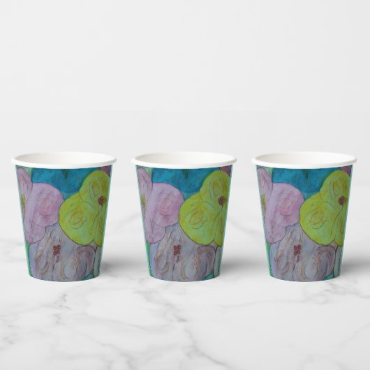Abstracte Summer Floral Paper Cups Papieren Bekers (Multi)