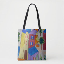 Abstracte Summer Village Shoulder Tote Bag