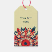 Abstracte SUN FLOWER - rood blauw + uw achtergrond Cadeaulabel (Voorkant)