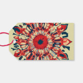 Abstracte SUN FLOWER - rood blauw + uw achtergrond Cadeaulabel (Achterkant Horizontaal)