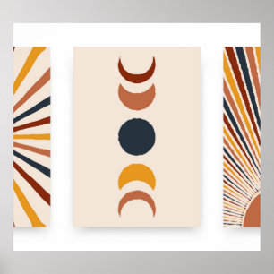 Abstracte Sun Moon Boho Posters