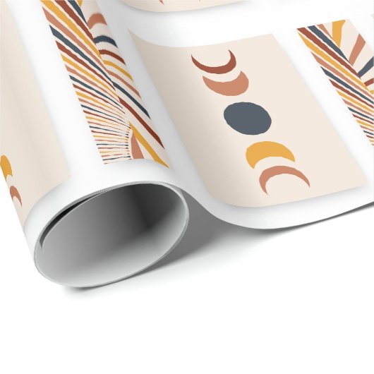Abstracte Sun Moon Boho Posters Cadeaupapier (Rol Hoek)
