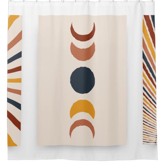 Abstracte Sun Moon Boho Posters Douchegordijn (Voorkant)