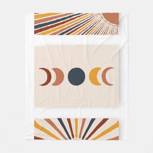 Abstracte Sun Moon Boho Posters Fleece Deken (Voorkant)