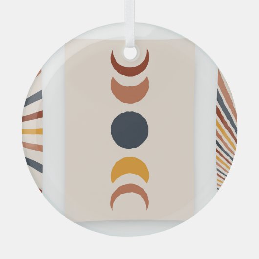 Abstracte Sun Moon Boho Posters Glas Ornament (Voorkant)