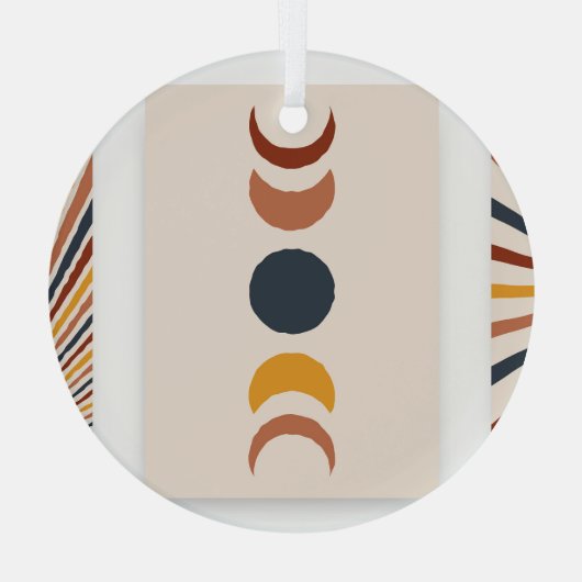 Abstracte Sun Moon Boho Posters Glas Ornament (Achterkant)