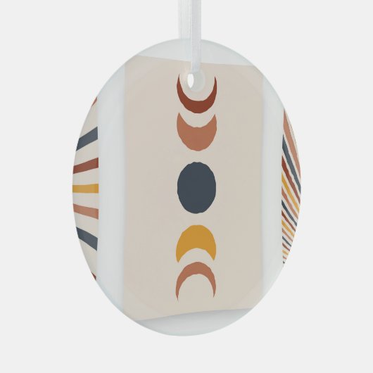 Abstracte Sun Moon Boho Posters Glas Ornament (Voorkant Rechts)