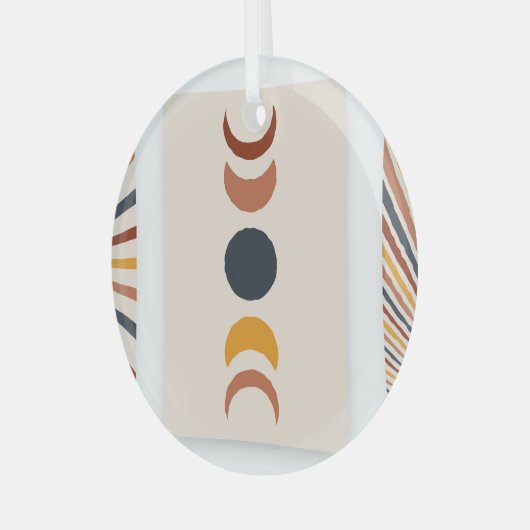 Abstracte Sun Moon Boho Posters Glas Ornament (Voorkant links)