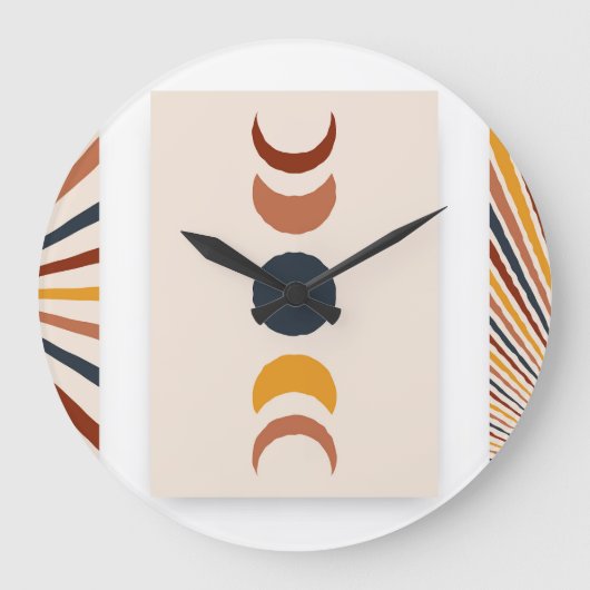 Abstracte Sun Moon Boho Posters Grote Klok (Voorkant)