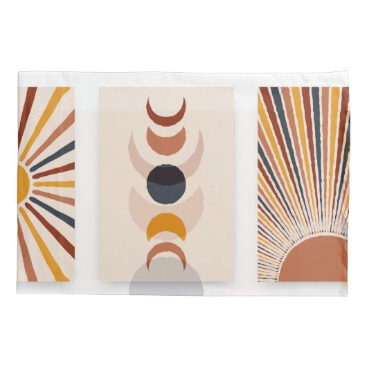 Abstracte Sun Moon Boho Posters Kussensloop (Achterkant)