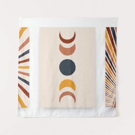 Abstracte Sun Moon Boho Posters Wandkleed (Voorkant)