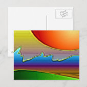 Abstracte Sun Over Waves Art Briefkaart (Voorkant / Achterkant)