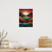 Abstracte Sunrise Peaks Poster (Keuken)