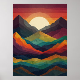Abstracte Sunrise Peaks Poster