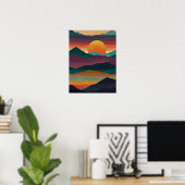 Abstracte Sunrise Peaks Poster (Thuiskantoor)