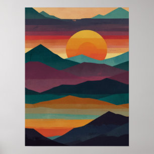 Abstracte Sunrise Peaks Poster