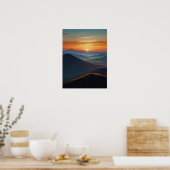 Abstracte Sunrise Peaks Poster (Keuken)