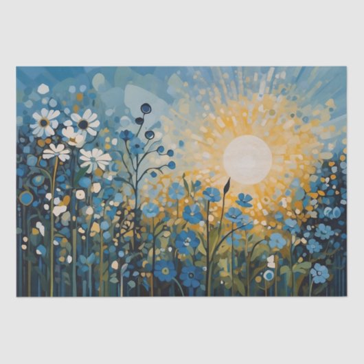 Abstracte Sunrise Wildflower Field Decoupage Tissuepapier (Voorkant)