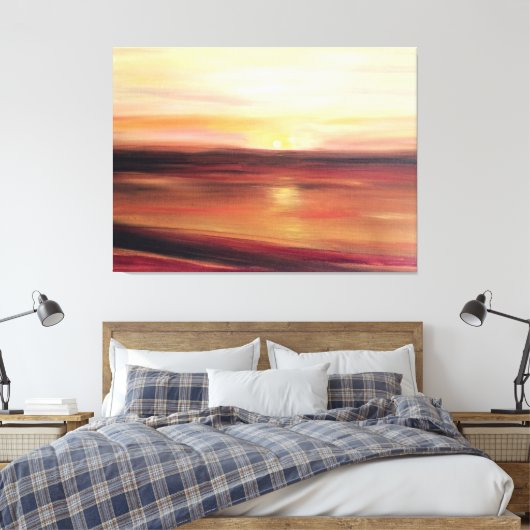 Abstracte Sunset Art Hedendaags Canvas Afdruk (Insitu (Slaapkamer))