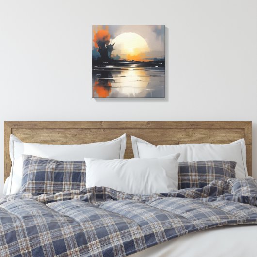 Abstracte Sunset Landschap canvas muurkunst (Insitu (Slaapkamer))