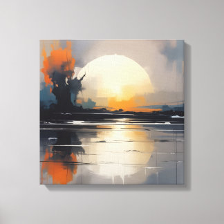 Abstracte Sunset Landschap canvas muurkunst