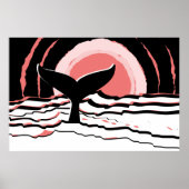 Abstracte Sunset Swim Whale Fin Ocean Poster (Voorkant)