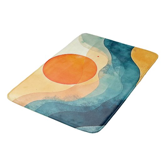 Abstracte Sunset Waves Art Badmat (Gekanteld)